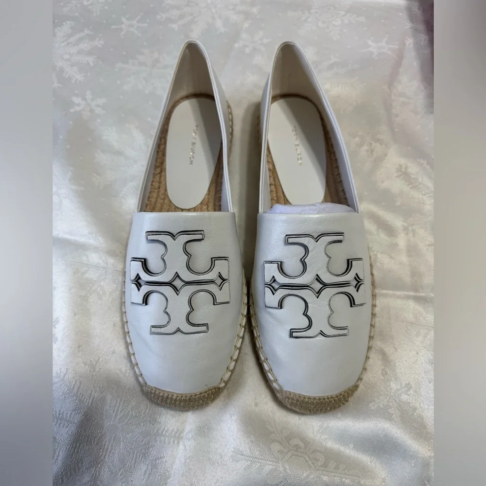 Tory Burch White Espadrille Flats Size 8.5